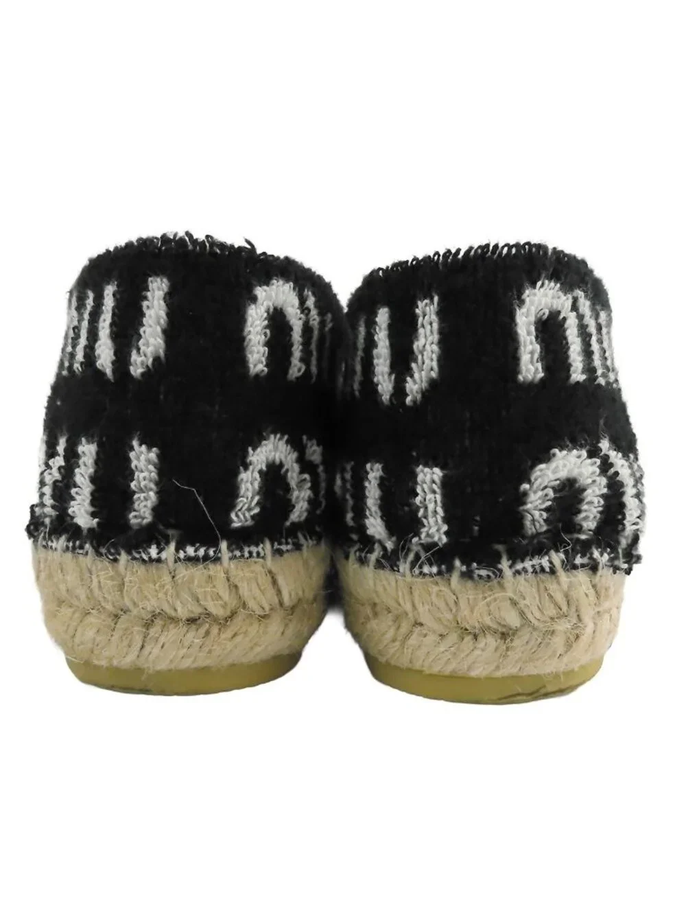 Miu Miu Espadrilles Black Fabric Slip on Logo Shoes